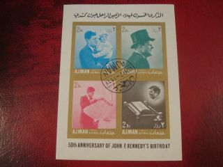 Ajman - 1967 John F.  Kennedy 2 - Minisheet - Unmounted Miniature Sheet