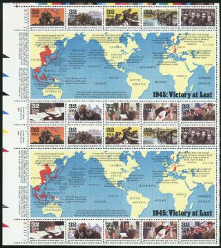 Us 2981 32¢ 1945 World War Ii Sheet Of 20 Vf Nh Mnh