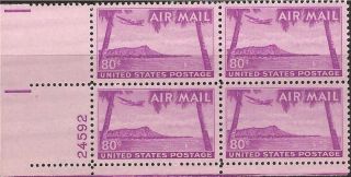 Us Stamp - 1952 Hawaii Airmail Plate Block Of 4 Stamps C46 Vf Mnh