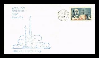 Dr Jim Stamps Us Atlas Missile Fired Space Event Cover 1965 Cape Canaveral