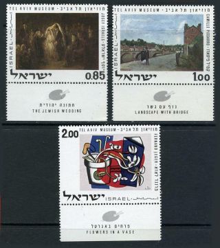 Israel: 1970 Paintings From The Tel Aviv Museum (432 - 434) With Tabs Mnh