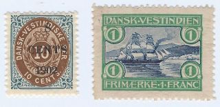 Danish West Indies Scott 25 Nh,  37 Nh