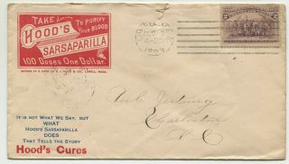Lowell Ma Aug 3 1893 231 On Red Ad Cover " Hood 