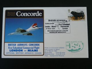 First Flight Cover Concorde 1984 London Miami British Airways 82458