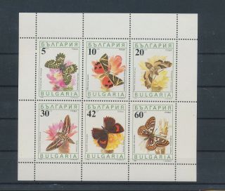Lk65063 Bulgaria 1990 Insects Bugs Flora Butterflies Good Sheet Mnh