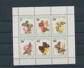 Lk65062 Bulgaria 1990 Insects Bugs Flora Butterflies Good Sheet Mnh
