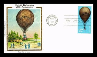 Dr Jim Stamps Us Hot Air Ballooning 200 Years Intrepid Colorano Silk Fdc Cover