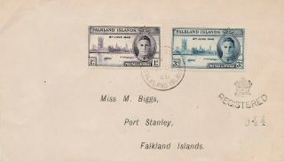 1946 Falkland Islands Victory First Day Registered Cover A Local Post 58