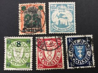 Old Stamps Danzig X 5