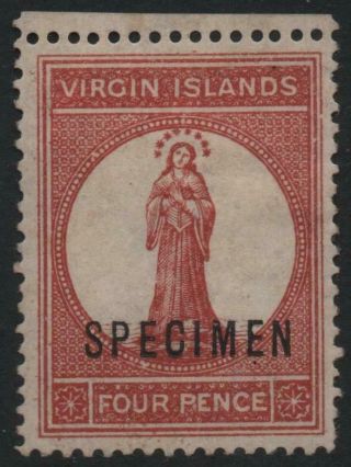 Br.  Virgin Islands: 1887 - 89 Sg 35s 4d Chestnut Av.  Mounted Spec Ovpt (26105)