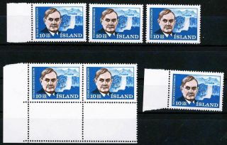 Iceland 1965 Poet Einar Benediktsson X6 Sc 377 Mnh Cv$21.  00 Waterfall,  Literature