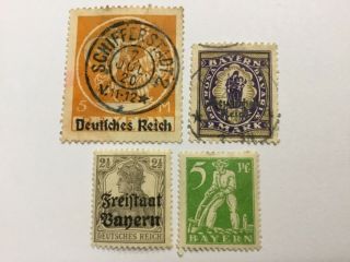 Old Stamps Bavaria X 4