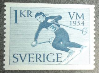 1954 Sweden Scott 463 Ski Championships Mnh Us