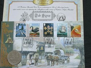 Benham 2003 Pub Signs First Day Coin Cover.  Isle Of Man 