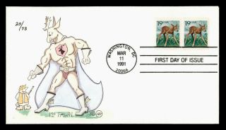 Dr Who 1991 Fdc Fawn Animal Pair Wilson Hand Colored Cachet E69240