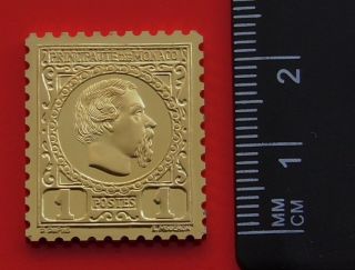 Modern Gold plated 7.  1g Silver Stamp Ingot Monaco 1 Centime Prince Charles III 2
