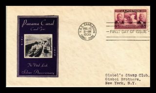 Us Cover Panama Canal Silver Anniversary Fdc Ioor Cachet Scott 856