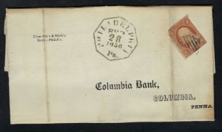 Scott 26 1857 3 Cent Washington Issue Type Iii On Folded Letter