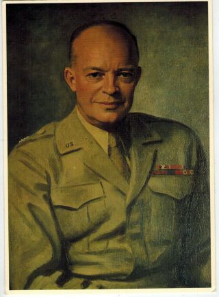 Dwight D Eisenhower Color Postcard Fdc 2513 General Eis.  Military Portrait Card