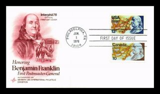 Dr Jim Stamps Us Interphil Benjamin Franklin Combo First Day Cover Art Craft
