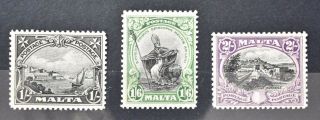 Malta,  Kgv,  1926,  1s. ,  1s.  6d.  & 2s.  Values,  Sg 