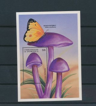 Lk64551 Dominica Butterflies Plants Flora Nature Mushrooms Sheet Mnh