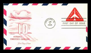 Dr Jim Stamps Us Ten Cent Air Mail Embossed Fdc Postal Stationery Cover