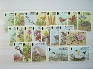 Alderney 1994/8 Flora & Fauna Definitive Set Of 21 Mnh Sga60/77