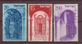 Israel,  Holy Arks,  Jewish Year,  Set Of 3,  1953,  Old