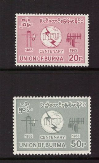 Burma Mnh 1965 The 100th Anniversary Of Itu Set Stamps