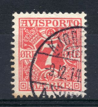 Denmark = 1907 Newspaper Stamp 7 Ore Carmine.  Sg N133.  Fine.