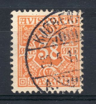Denmark = 1907 Newspaper Stamp 38 Ore Orange.  Sg N136.  Fine.