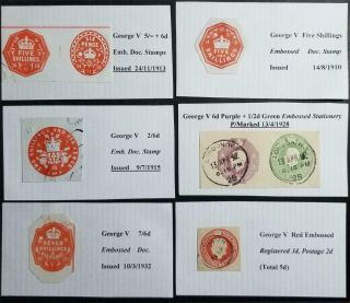 King George Embossed Documentary Stamp Lot Revenue Bob E2810