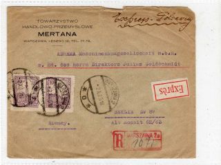 Poland: 1925 Registered Express Cover To Germany (c42670)
