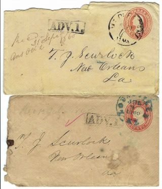1860 2 Nesbitt Postal Stationery Covers 