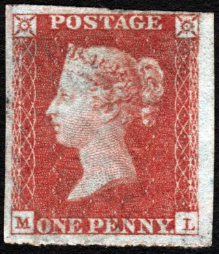 1841 Gb Qv 1d Red Sg8 Very Light,  Re - Entry,  Large Margins,  Letters (ml)