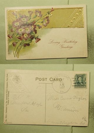 Dr Who 1907 Meadowgap Pa Birthday Postcard To Mt Union Pa E39612