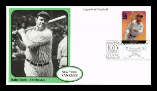 Dr Jim Stamps Us Babe Ruth Baseball Legends York Yankees Fdc Cover