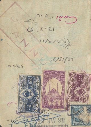 Egypt Old Consular Document With Different Revenues 1950s