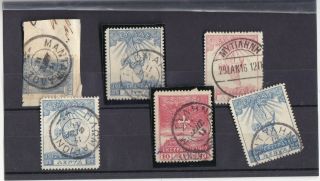 Greece.  1913 - 14 Lot Campign Values Cancelled With Cachets Of Metelin.  Lesvos