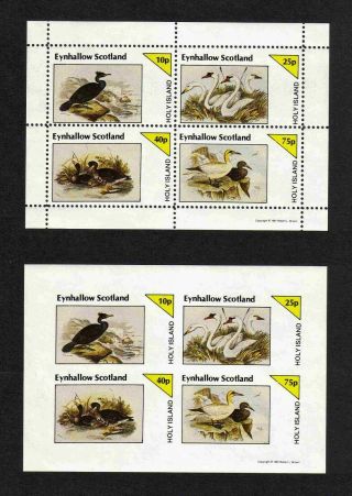 Eynhallow 1981 Water Birds 4 Values X 2 Miniature Sheets (perf.  & Imperf. ) Mnh