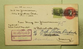 Dr Who 1923 Chicago Il Registered Uprated Stationery To Germany 593 E39570