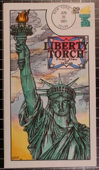 Scott 2531a - 29 Cents Liberty Torch - Collins Hand Painted Fdc