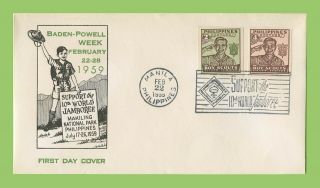 Phillipines 1959 10th National Scout Jamboree Cover With Imperf Set Of Two
