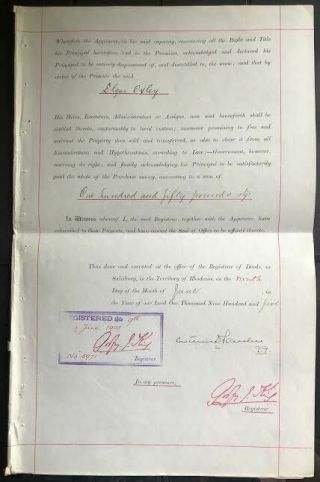 BSAC Arms 1903 on Deed of Transfer 1/ - 10/ - and £1 Revenues 2