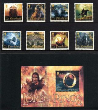 (n815) Isle Of Man 2003 Lord Of The Rings Trotk Set & Mini Sheet Mnh