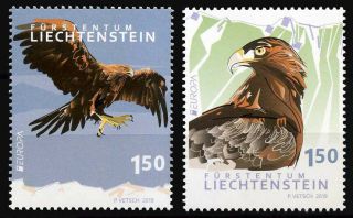 2019 Liechtenstein,  Europa,  Cept,  National Birds Of Prey,  2 Stamps,  Mnh