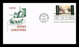 Us Covers Fdc Merry Christmas Winter Scene House Of Farnum Cachet