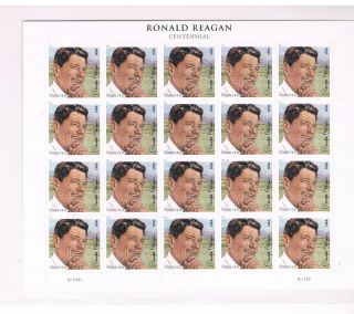 2011 Ronald Reagan Commemorative Issue - Pane Of 20 Stamps Nh
