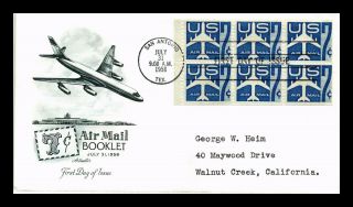 Dr Jim Stamps Us 7c Jet Silhouette Air Mail Booklet Pane Fdc Cover San Antonio